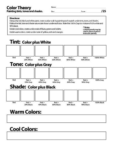 Creating Color Wheel Easy Activity plus Bonus Tint, Tone, Shade
