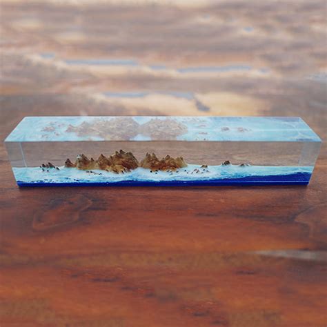 Ocean And Reef Paperweight Resin Wood Handmade Apollobox