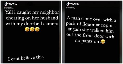 neighbor catches woman cheating on her doorbell camera shstrendz