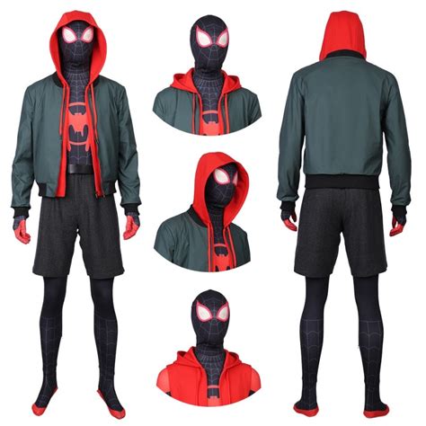 Spiderman Into The Spider Verse Miles Morales Full Set Costume Cosplay Halloween Costumes Men