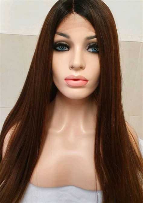 Brown Human Hair Wig Long Lace Front Chestnut Ash Brown Etsy