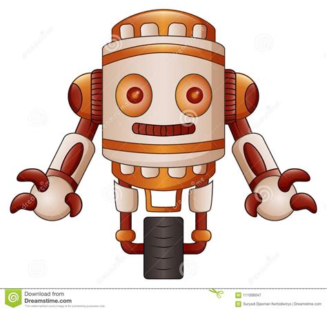Brown Robot Cartoon Isolated On White Background Stock Vector