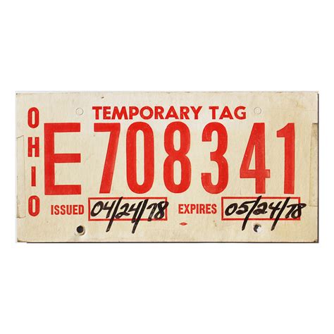 1978 Ohio Temp Tag E708341 Old License Plates