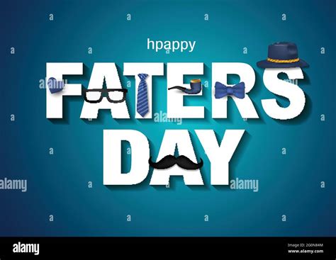 Happy Fathers Day Greetings Card 3d Lettering With Blue Background