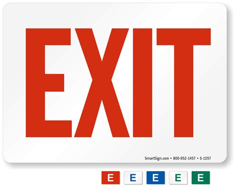 Exit Sign Available In 4 Colors Sku S 1257