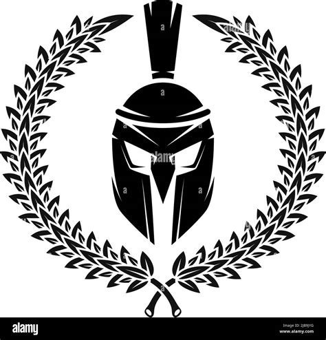 Spartan Helmet With Laurel Wreath Design Element For Logo Emblem