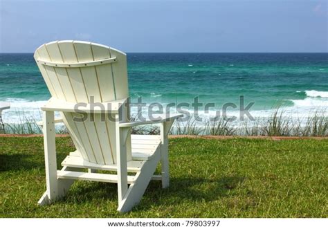 Adirondack Beach Chair Ocean View Stock Photo Edit Now 79803997