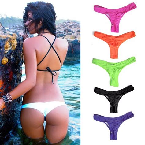 Bikini Bottom Swimwear Two Piece Separates Thong Swimsuit Women Tanquini Thong Bikini Bottoms