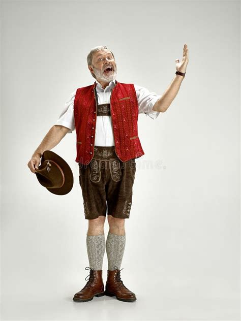 Portrait Of Oktoberfest Man Wearing A Traditional Bavarian Clothes