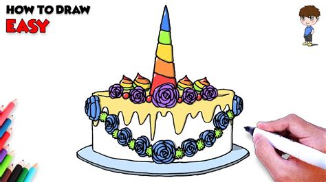 How To Draw Unicorn Cake Easy Step By Step Coloring Pages For Kids