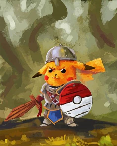 Pokemon Pikachu Knight Paint By Numbers Pbn Canvas