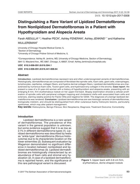 Pdf Distinguishing A Rare Variant Of Lipidized Dermatofibroma From Nonlipidized