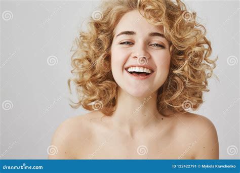 Body Beauty And Skincare Concept Portrait Of Charming Curly Haired