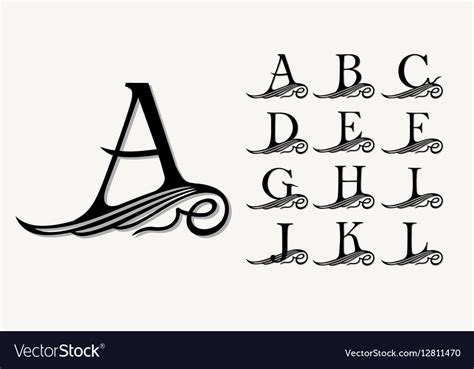 Vintage Set 1 Calligraphic Capital Letters Vector Image