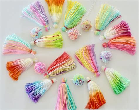 Yarn Tassels And Pompoms For Your Colorful By Fancyflamingodesign Felt Ball Garland Tassel