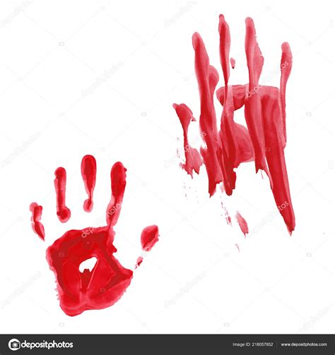 Bloody Hand Print Isolated White Background Vector Illustration Stock