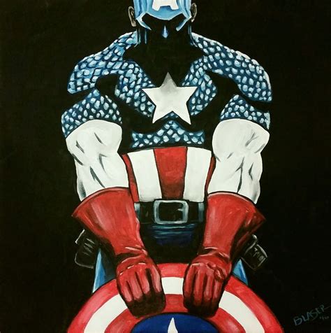 Captain America Pop Art Original Painting 12x12 Movie Canvas Portrait