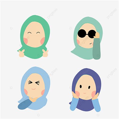 Karakter Emoji Hijab Muslim Manis Muslim Jilbab Eomji Png Transparan