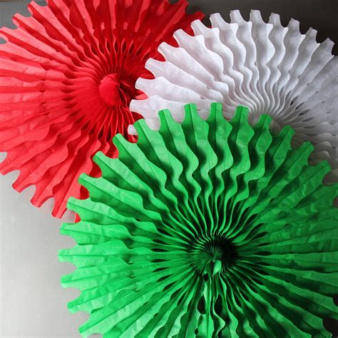 Paper Tissue Fan Christmas Decorations By Pearl And Earl