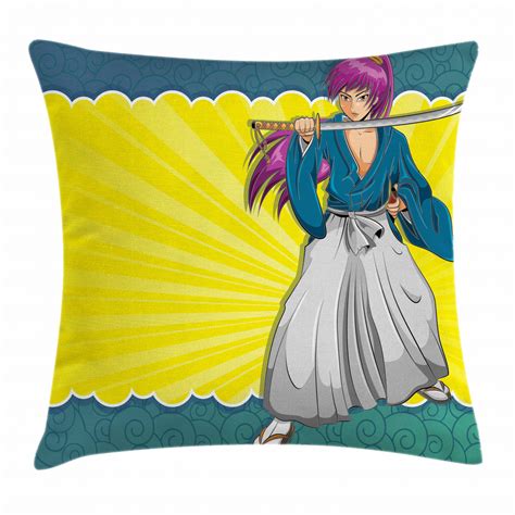 Anime Throw Pillow Cases Cushion Covers By Ambesonne Home Decor 8 Sizes