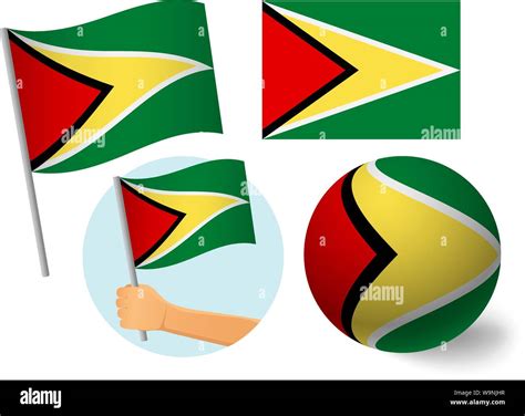 Guyana Flag Icon Set National Flag Of Guyana Vector Illustration Stock