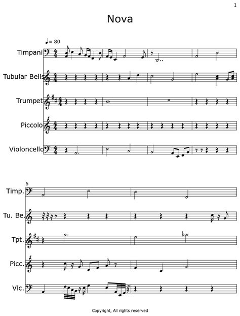 Nova Sheet Music For Timpani Tubular Bells Orchestral Chimes