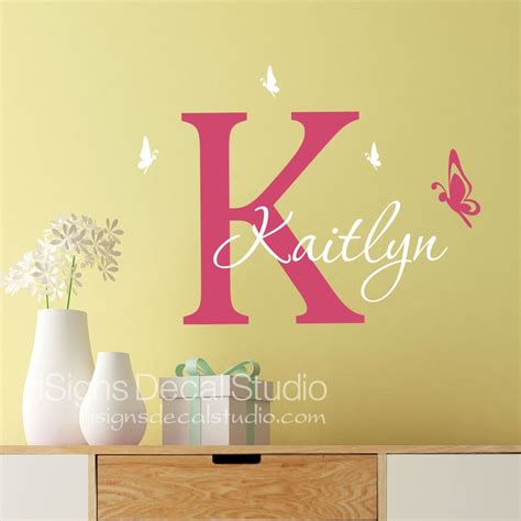 Butterfly Wall Decal Girls Butterfly Decal Custom Name Etsy