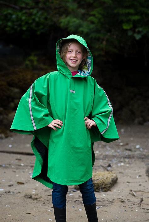 Green Rain Poncho For Kids Etsy Kids Poncho Rain Poncho Stylish