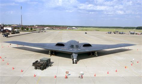 Us Air Force B 2 Spirit Stealth Bomber Sitting On The Flight Line At