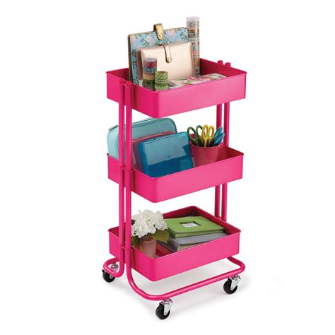 Find The Bright Pink Lexington 3 Tier Rolling Cart By Recollections At