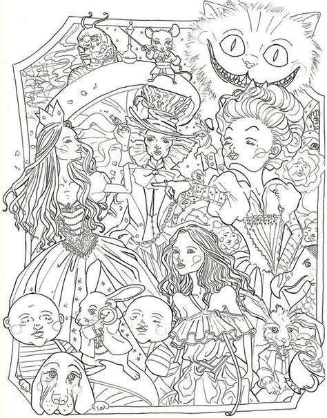 Get This Adult Coloring Pages Disney Disney Alice In Wonderland Complex Drawing
