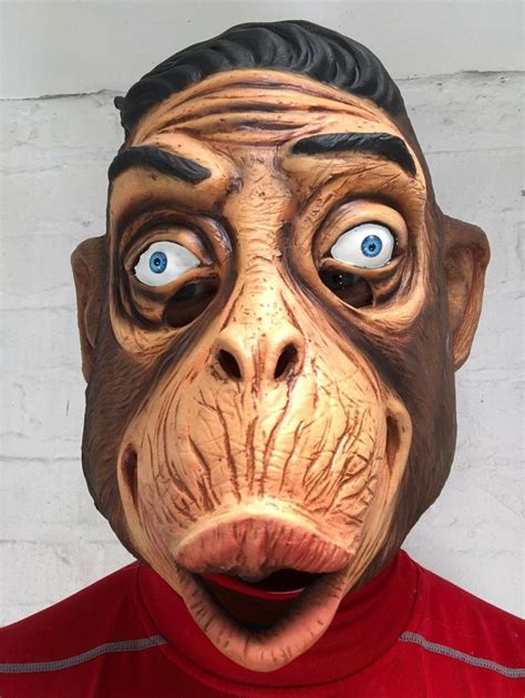 Funny Funky Monkey Black Quiff Chimp Animal Mask Latex Full Head Costu