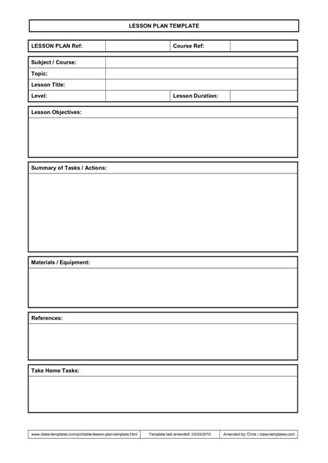 Blank Unit Lesson Plan Template Professional Template Examples