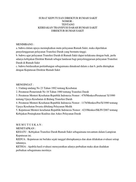 Surat keterangan tidak berlangganan pdam pdf. Regulasi Tentang Pelayanan Darah Dan Produk Darah