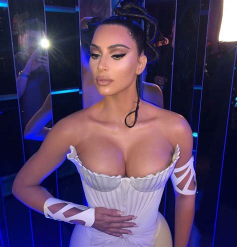 kim kardashian visits thierry mugler exhibit in racy ensemble us weekly