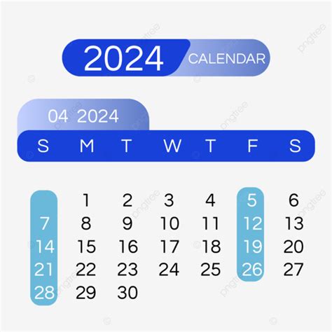 Gambar Kalender Bulan 2024 April Gradien Biru Sederhana Dua Ribu Dua
