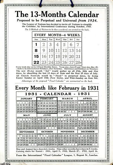 13 Month Calendar