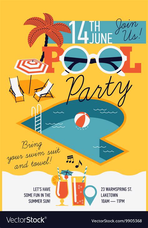 Pool Party Poster Royalty Free Vector Image Vectorstock