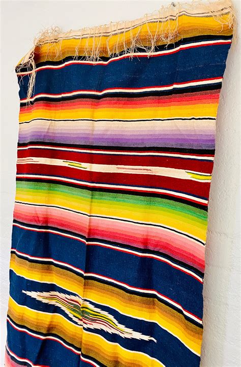 Vintage Mexican Saltillo Southwestern Serape Style Blanket