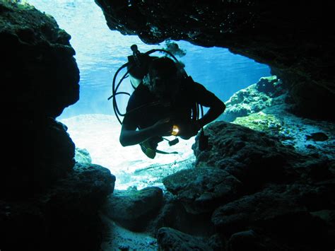 Scuba Diving Diver Ocean Sea Underwater Cave Wallpapers Hd
