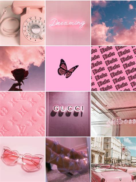 Boujee Aesthetic Wall Collage Kit Pink Pink Wallpaper Iphone