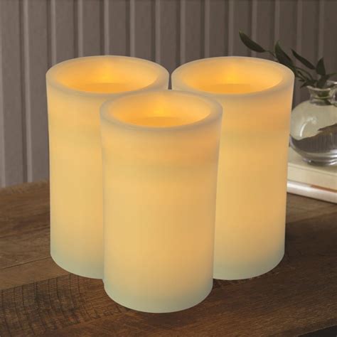 3 Pack Mainstays 3x6 Inch Flameless Led Pillar Candles Ivory