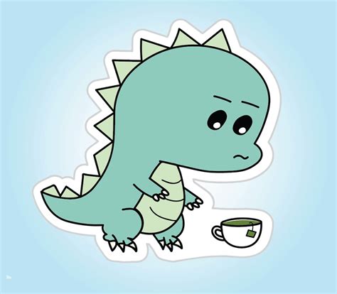 T Rex Tea Rex Dinosaur Cute Sticker Etsy T Rex Drawing T Rex Art Cute Stickers