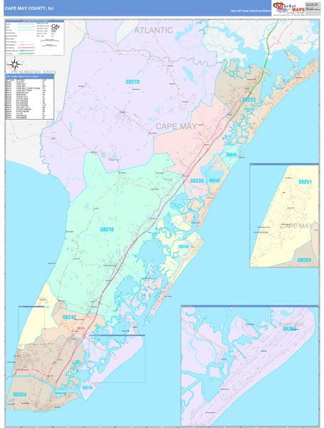 Cape May County Nj Wall Map Color Cast Style By Marketmaps