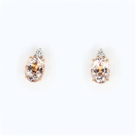 18ct Rose Gold Morganite And Diamond Earrings Allgem Jewellers