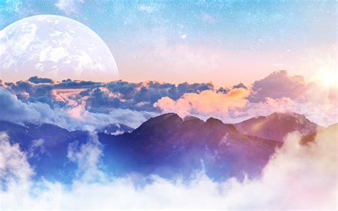 Above Clouds Wallpaper 4k Moon Planet Mountains Clouds