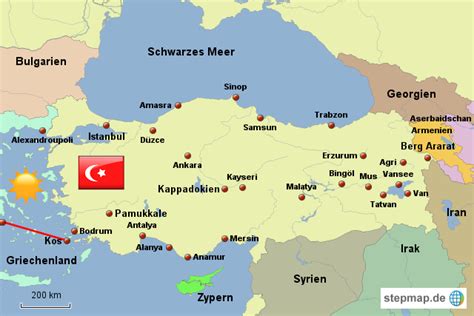 Entdecken turkei landkarte für ihr unternehmen, büro oder zuhause. StepMap - Türkei 19 - Landkarte für Deutschland