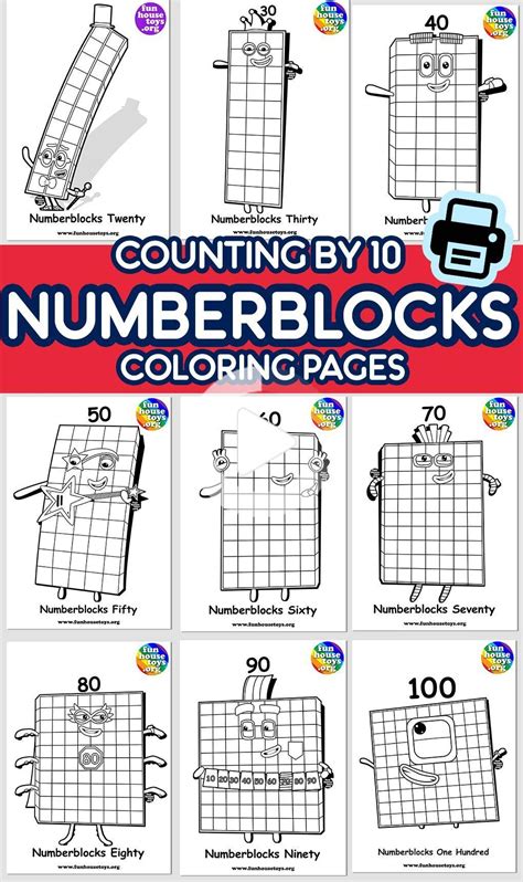 New Numberblocks 100 Available As Coloring Printable For Kids Print