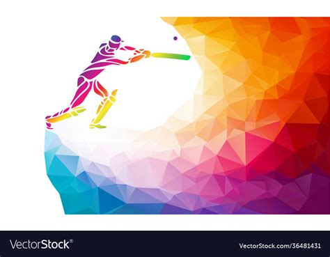 Abstract Cricket Player Multi Color Bright Vector Image
