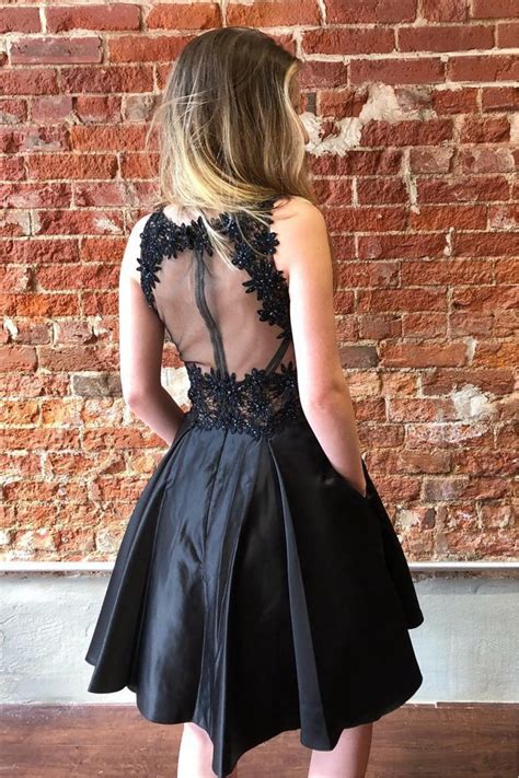 short black prom dress homecoming dresses graduation party dresses 701037